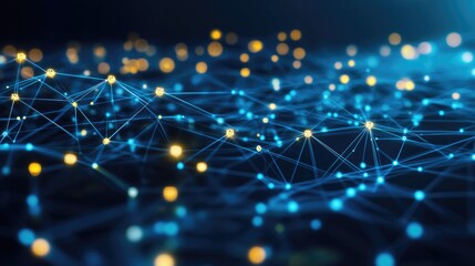 Fototapete - Abstract network connection with nodes