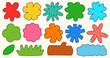 © Alepatika9023 - Set doodle element flower, leaf, grass, log, and cloud. Doodle vector collection.