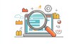© taelefoto - Digital Marketing Essentials: SEO Strategy Exploration with Minimalist Magnifying Glass Website Analysis - Flat Illustration Concept