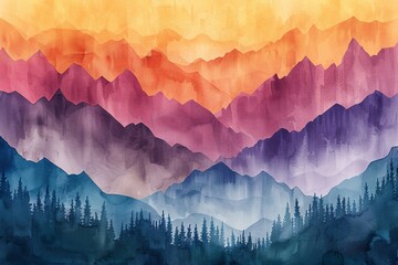 Wall Mural - A soft watercolor wash with gentle gradients and pastel colors 