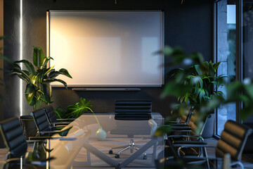 Wall Mural - Modern Office Meeting Room with Whiteboard and Glass Table.