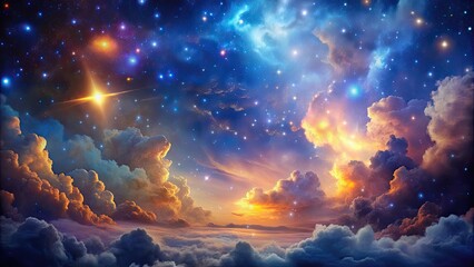 Wall Mural - wallpaper featuring a mesmerizing view of stars and clouds in the galaxy, stars, clouds, galaxy, spa