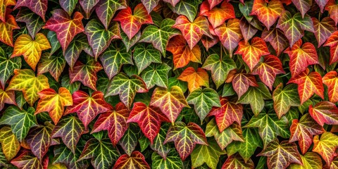 Canvas Print - Lush greenery of ivy leaves forms a dense wall of vibrant foliage with rich texture and intricate pattern, perfect as a background for various applications.