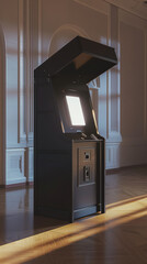 Wall Mural - Modern and Minimalist Voting Booth with Digital Machines  