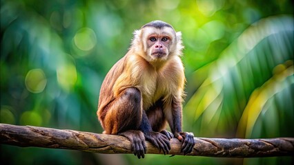 Poster - Capuchin monkey sitting on a branch, primate, wildlife, cute, animal, arboreal, jungle, tropical, mammal, capuchin, nature, branch