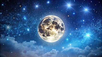 Wall Mural - moon shining bright in a starry night sky , moon, stars, night, sky, astronomy, celestial, space, un