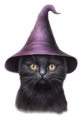 Sticker - PNG Black cat witch drawing animal mammal.