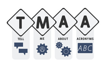 Canvas Print - TMAA - Tell Me About Acronyms acronym. business concept background. vector illustration concept with keywords and icons. lettering illustration with icons for web banner, flyer