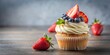 © Sujid - Realistic and beautiful cupcake topped with strawberries and blueberries, cupcake, realistic, beautiful, strawberry, blueberry