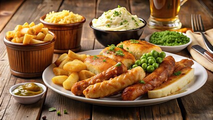 Poster - Traditional pub fare including fish and chips, shepherd's pie