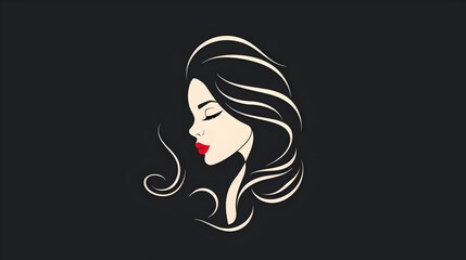 Logo for beauty studio, cosmetics producats,woman hair saloon, Beautiful woman face and hair beauty with Vector illustration. Beauty woman hair style and beauty center icon logo design