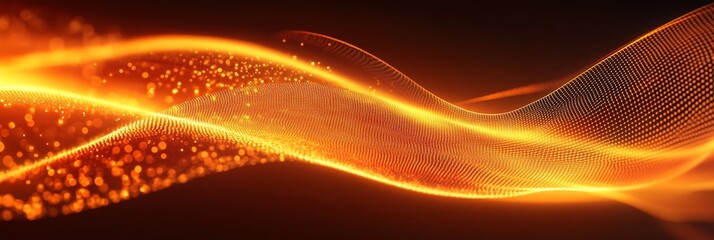 Poster - Abstract Orange Wave of Light - A glowing orange wave of light with a subtle grid pattern. It symbolizes technology, energy, movement, and innovation.