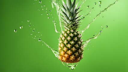 Wall Mural - A pineapple is floating in a pool of water