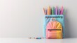 © Gefo - Colorful backpack on a plain white background, school supplies spilling out