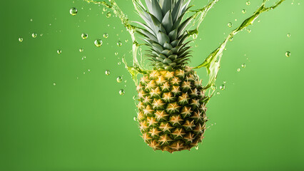 Wall Mural - A pineapple is shown with water droplets surrounding it