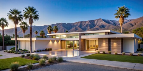 Sticker - Luxury modern residence with a sleek exterior design located in Palm Springs, luxury, modern, residence, house