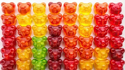 Poster - Valentine's Day candy gummy Teddy Bear in pink colors, 2 rows, 6 gummy bears total, Valentine's Day, candy, gummy, Teddy Bear, pink