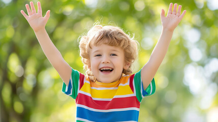 Wall Mural - Happy child playing outdoors 