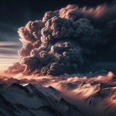 Distant view of volcanic ash cloud from Eyjafjallajökull eruption