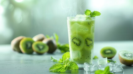 Juice drink with fresh kiwi fruit