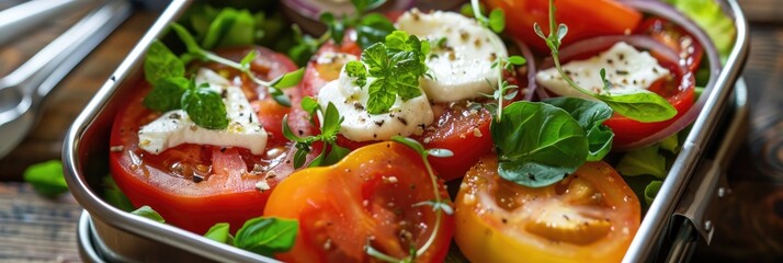 Poster - Fresh Tomato Mozzarella Salad in a Nutritious Lunchbox