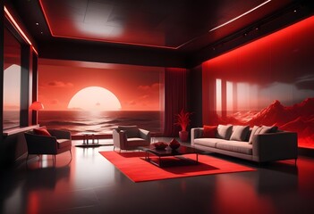 Photo modern style interior room 3d illustration