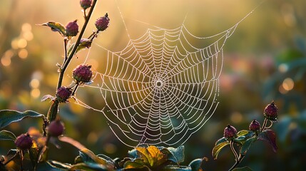 Spider Web with Morning Dew