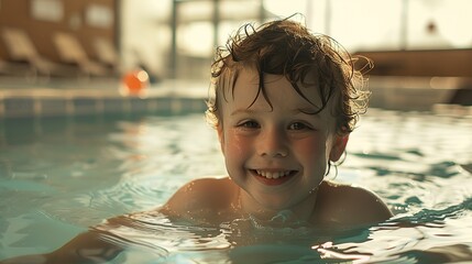 Poster - Smiling Boy in Swimming Pool