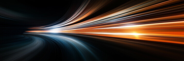 Wall Mural - futuristic light warp. long exposure glow. radial motion blur. sci-fi speed lights. glowing neon tra