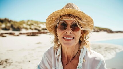 Smiling Woman on Beach