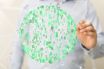 digital cyberspace with particles and digital data network connections concept.