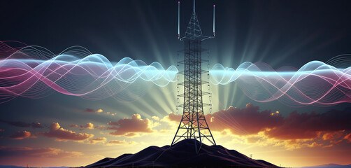 Radio, broadcasting or radio waves propagate as electromagnetic waves around a transmitter mast and are emitted from it