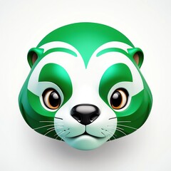 Poster - green theme otter head cartoon 3d art logo design in plain white background 3