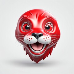 Wall Mural - red theme seal head cartoon 3d art logo design in plain white background