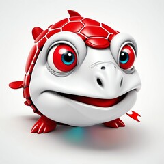 Wall Mural - red theme turtle head cartoon 3d art logo design in plain white background