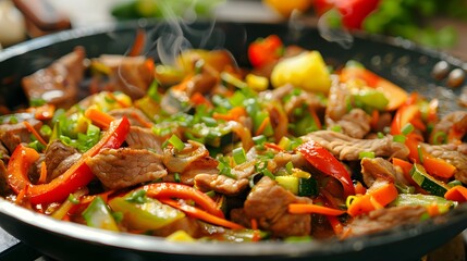 Wall Mural - Delicious Stir-Fried Beef with Colorful Vegetables