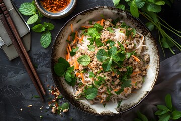 Delectable Thai Noodle Salad with Herbs and Spices