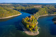 © daliu - Aerial view of Zvikov castle, Czechia. Zvikov castle at the junction of the Vltava and Otava rivers, South Bohemian Region. Zvikov Castle in south of Bohemia in Czech Republic.