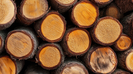 Close-Up Image of Piled Chopped Timber Logs