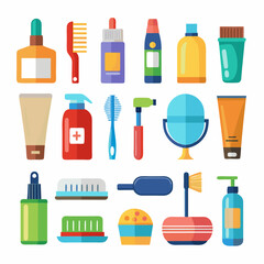 Set of personal hygiene Combs and hair dryer sponge Beauty aesthetics vector