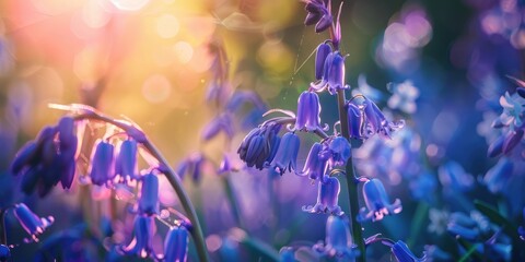 Wall Mural - close up of a bluebell with shallow depth of field in spring