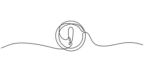 Wall Mural - Exclamation mark in continuous line drawing style on white background. Line drawing of an exclamation mark in a circle. Vector illustration. Attention abstract background