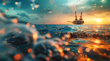 Wall Mural - Oil Rig Sunset