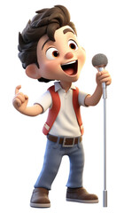 Poster - PNG Microphone cartoon singer white background.