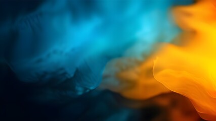 Wall Mural - Yellow-orange glowing blue teal black noise texture gradient background grainy dark vibrant banner poster cover backdrop header design