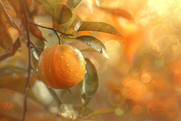 Wall Mural - Ripe orange in the orange garden