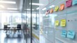 © Wattana - Time management matrix chart displayed on a whiteboard in a meeting room.