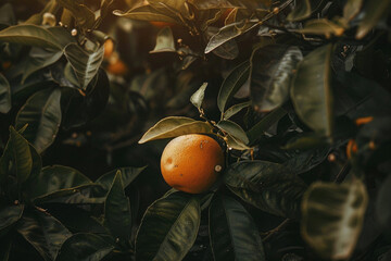 Wall Mural - Ripe orange in the orange garden