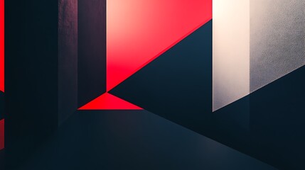 Wall Mural - Abstract Geometric Shapes with Red and White Accents