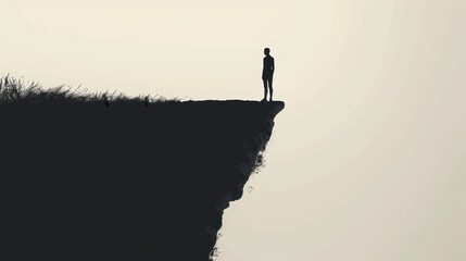 Wall Mural - Digital illustration of a person standing at the edge of a cliff.